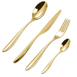 4 adet paslanmaz çelik altın sofra takımı çatal bıçak çatal kaşık Juego De Cubiertos De Acero inoxidinnerware yemek sofra setleri