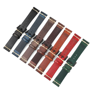 Correa de Reloj Inteligente de Cuero Genuino de Vaca, Estilo Retro Vintage, Color Rojo Marrón, de 18mm 24mm 20mm 22mm, con Liberación Rápida, para Apple y <span class=keywords><strong>Samsung</strong></span> - Product Image 4