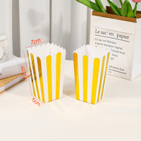 Boîte à Popcorn Rectangulaire Dorée à Rayures Verticales, Contenant pour Frites et Nuggets de Poulet, Carton Blanc 250 g/m² pour Anniversaire