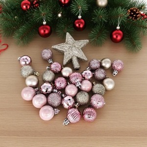 Ensemble de 3 cm/30 boules de Noël, étoile de sommet d'arbre, boîte cadeau, pendentif d'arbre de Noël, décoration de Noël, fournitures de décoration de fête de vacances - Product Image 1