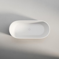 Baignoire autoportante en pierre artificielle, finition mate, design rainuré, baignoire ovale de luxe pour la maison, l'hôtel, la villa, la salle de bain