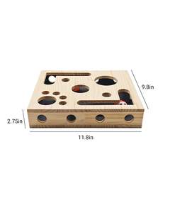 JQ Fun Katzen-Puzzlebox Spielzeug Interaktives Katzenspielzeug Puzzlebox Holz-Leckerli-Labyrinth Kratzspielzeug für Wohnungskatzen - Product Image 6