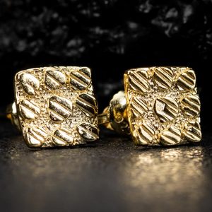 Avrupa amerikan Bestseller erkek Nugget bakır saplama küpe dokulu altın Nugget vida geri tatlı serin stil moda - Product Image 4
