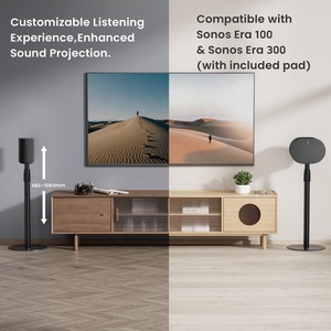 Paire de supports de sol pour haut-parleurs noirs réglables en hauteur pour Sonos Era 100 & 300 Audio - Product Image 2
