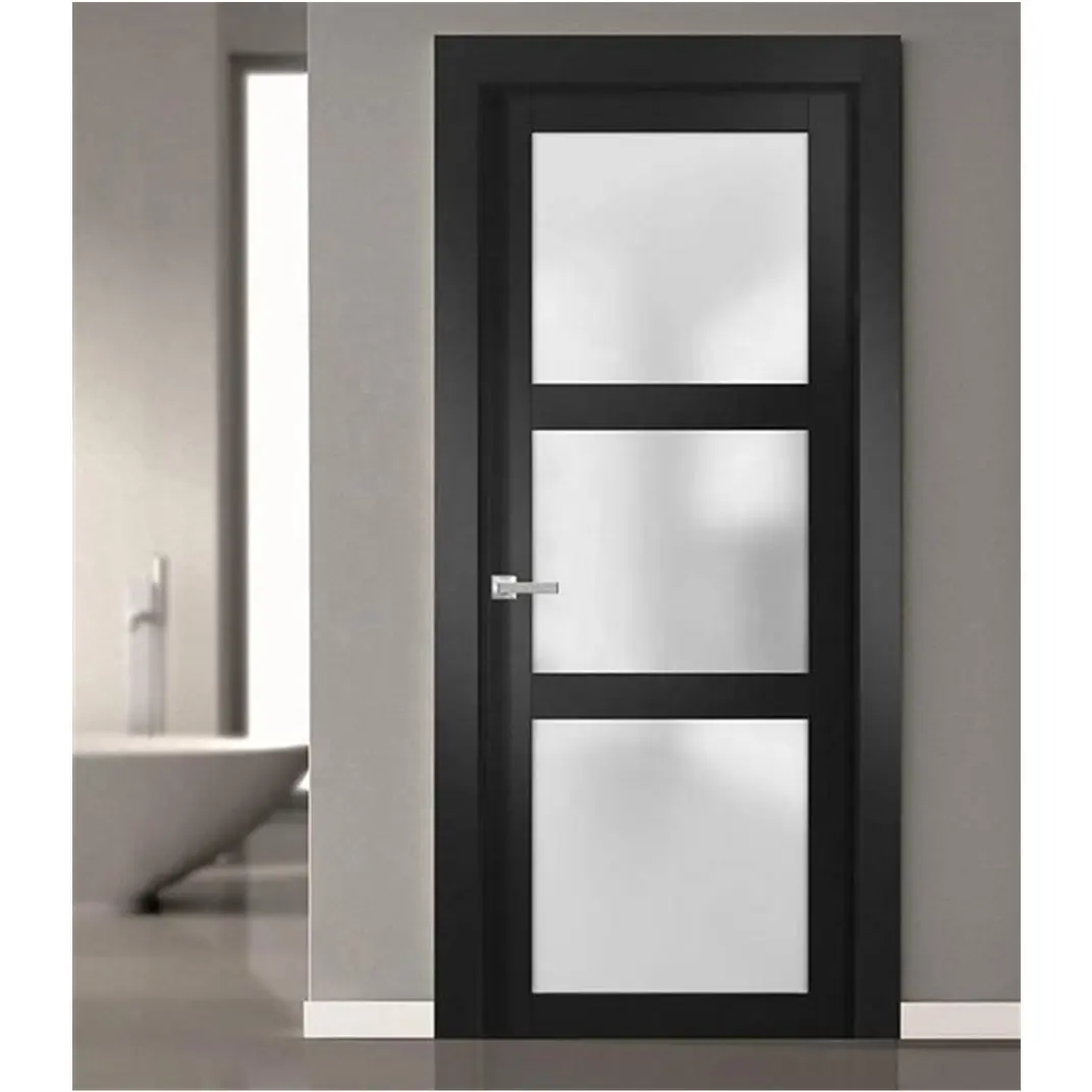 CBMmart Waterproof Bathroom Modern Interior Wood Front Steel Frame Glass Doors for Houses