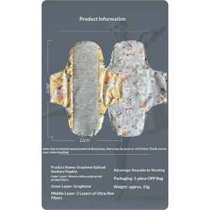 Serviette hygiénique en coton 28 cm, absorbante, lavable, anti-fuite, modèle <span class=keywords><strong>jour</strong></span>/nuit. - Product Image 3
