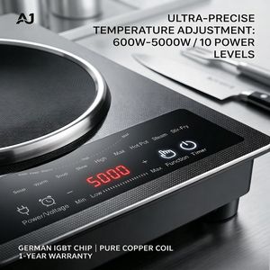 Table de cuisson électrique en céramique à brûleur unique durable de 5000 W, plaque en verre infrarouge <span class=keywords><strong>avec</strong></span> cordon d'alimentation en cuivre épais 220 V - Product Image 2
