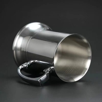 Vente directe usine – Nouveaux gobelets modernes à effet flamme, logo personnalisé, en acier inoxydable argenté, chopes à vin et bière à double paroi 500 ml, marque Magic, très demandées