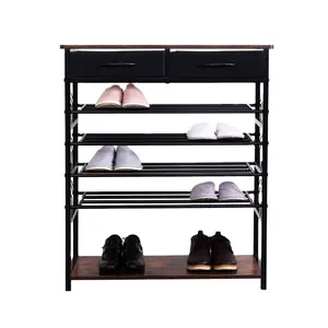 Modern Design Vijf Layer Schoenen Rek Met Twee Doek Drawers Hal Rack Als U Nodig