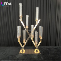 LEDA Nouveau design, chandelier en métal doré et argenté à 16 bras en forme de X, centre de table pour mariage, décoration d'événements