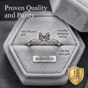 Expert <b>Craft</b> 18K Gold Double Oval Pave Halo Semi Mount Four Prong IGI Certified Engagement Wedding <b>Ring</b> Diamond Setting Factory - Product Image 3