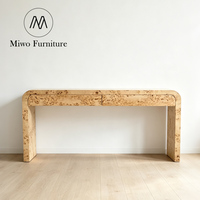 Table console contemporaine en bois de burl pour hôtel, table de contrôle d'entrée, décoration d'angle intérieur pour salon, table de passage, table de porche, bureau