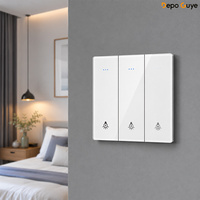 Interrupteur mural tactile LED en verre trempé blanc 230V UK avec 4 prises, 1 USB-A et 1 USB-C pour usage industriel