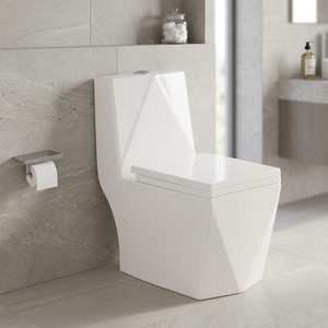 WC monobloc en céramique homologué CUPC, chasse d'eau siphonique, à poser au sol, blanc - Product Image 2