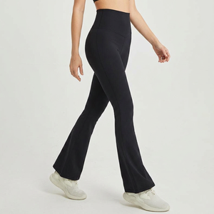 Women's Tummy Control <b>Flare</b> Yoga Pants Crisscross Cutout Back Butt Lifting Workout <b>Leggings</b> Buttery Soft Sports Trousers OEM ODM - Product Image 2