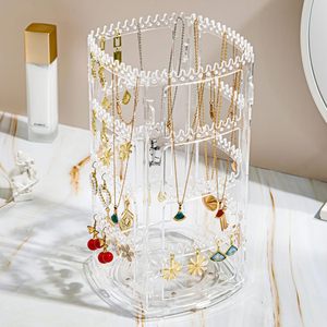 360-Degree <b>Rotating</b> Jewelry <b>Display</b> <b>Stand</b> for Kitchen Use Aluminum Material Contemporary Design 4-Level Earrings Support - Product Image 5