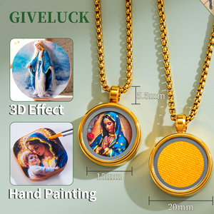 GIVELUCK Saint <strong>Michael</strong> Angel Idol Spirit Pendant Necklace Stainless Steel Religious Item With Battle Cameo - Product Image 2
