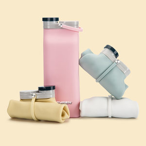 Bouteille <span class=keywords><strong>d</strong></span>'eau pliable en Silicone à fond carré léger de 600ML, sans BPA, pour le Sport en plein air - Product Image 3