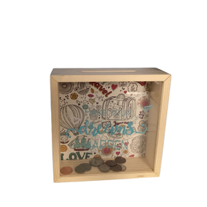 Piggy Banks Adults Decorative Shadow Box Bank Wooden Coin Saving Box Money