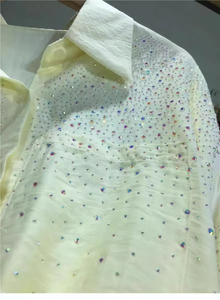 Nuove camicie 2025 Casual larghi in <span class=keywords><strong>lino</strong></span> di cotone a maniche lunghe da donna in cima a camicette gialle oversize popolari coreane - Product Image 2