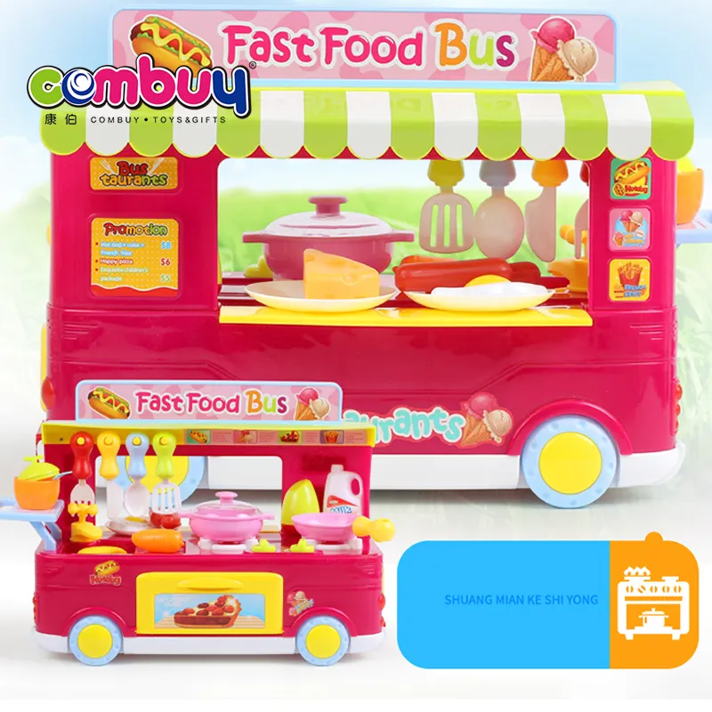 Di vendita superiore della cucina del gioco del giocattolo set mini bus di plastica vassoio di fast food