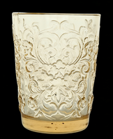 Gelas Tumbler Kaca Vintage Elegan Bermotif Bunga Besar, Warna Solid, Tekstur Tekan, untuk Minuman Air Es, Cocok untuk Musim Semi dan Musim Panas