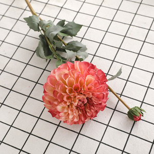 Ramo de Flores Artificiales de Dalia, Arreglo Floral Vintage de Dos Cabezas para Sala de Estar, Aparador, Decoración del Hogar, Accesorios de Fotografía - Product Image 4
