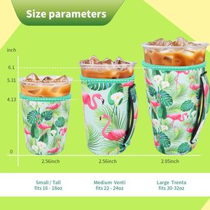 ปลอกหุ้มแก้วกาแฟเย็นแบบมีหูจับ ทำจากนีโอพรีน ป้องกันความร้อน ใช้ซ้ำได้ สำหรับแก้วกาแฟขนาด 16-32 ออนซ์ - Product Image 2