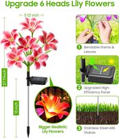 Lampu Taman LED Tenaga Surya 4 IP65 Tahan Air Kain Sutra Baja Tahan Karat Bunga Lily Lebih Besar Dekorasi Luar Ruangan Teras/Halaman/Kebun Bunga