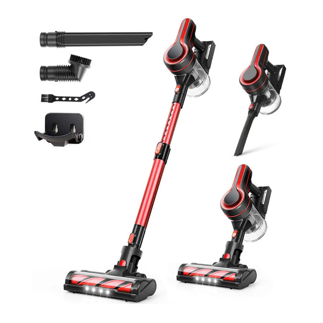 Telescopic Stick Bagless Dry Vacuum 24KPa HEPA Filter 40Min Adjustable Height Detachable Battery Household & Car Use AR182