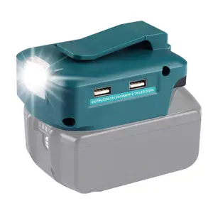 Urun Batterij Adapter Led Licht Met Dc Poort & 2 Usb Poort Pak Voor Makita 14.4-18V Lithium Batterij Power Source Usb Lader Adapter