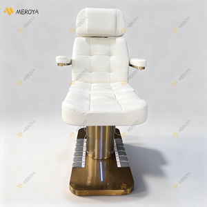 Lit de spa facial électrique de luxe à 3 moteurs pour salon de beauté <span class=keywords><strong>Thia</strong></span>, base dorée, table de massage avec lumières LED - Product Image 3