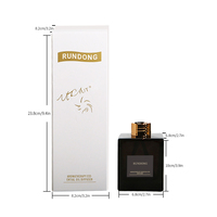 Diffuseur d'huiles essentielles en verre ambré carré avec bâtonnets en fibre noire, coffret cadeau, emballage personnalisé pour la maison et le spa
