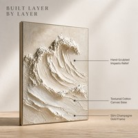 Ensemble de 2 tableaux muraux texturés 3D en relief, peinture sur toile, paysage marin, style moderne minimaliste, décoration pour la maison et l'hôtel