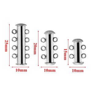DIY 목걸이 팔찌 커넥터 보석 만들기 용품 스테인레스 스틸 4 루프 슬라이드 튜브 걸쇠 후크 - Product Image 3