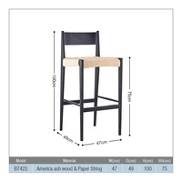Meubles modernes nordiques en bois massif de luxe tabouret de bar rembourré chaise haute de café boutique chaise de restaurant salle à manger siège de pub
