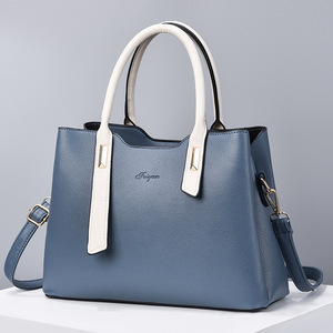 Bolsos para Mujer de Cuero PU, Bolsos de Mano de Gran Capacidad, Bolsos de Hombro con Combinación de Colores, Bolsos de Mano para Mujer, Bolsos Tote - Product Image 1