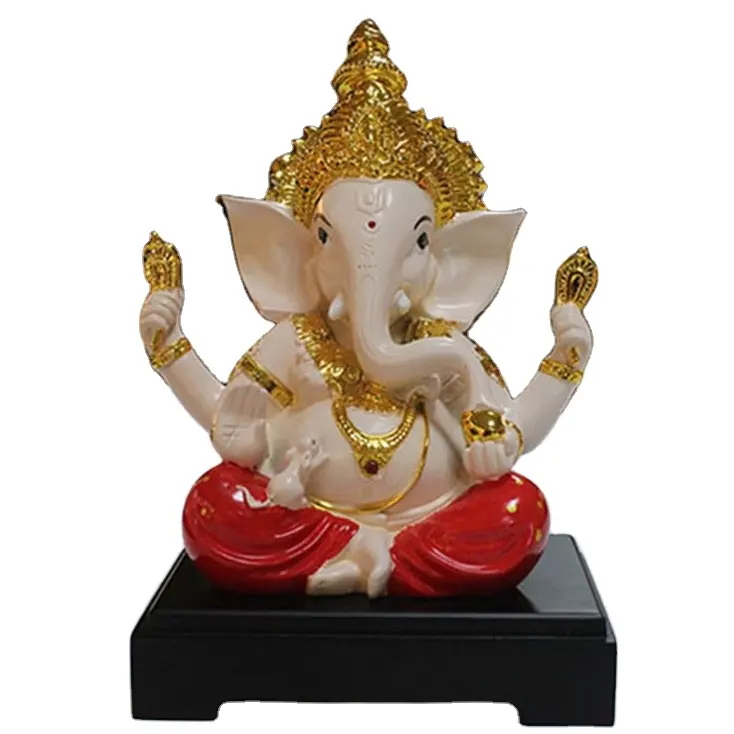 Venta al por mayor Ganesh regalos de la mano pintado de plata resina hindú Ganesha
