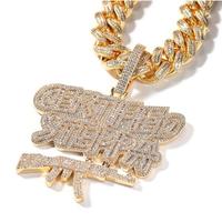 Pendentif lettre Steppa certifié par sublimation glacé AK 47 Gun Brass Zircon Charms Collier chaîne corde torsadée en acier inoxydable