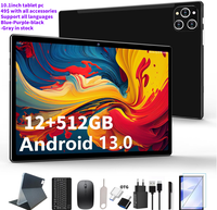Tablet PC de 10 Pulgadas de Alta Calidad con Teclado y Ratón, 10 Núcleos, 8+256 GB, Tablet PC Empresarial con Doble Tarjeta SIM, Portátiles Educativos para Regalo
