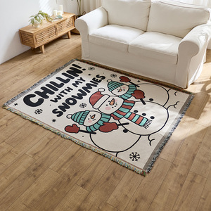 <b>Christmas</b> Cotton <b>Throw</b> Blanket Rectangular Nordic Style Eco-Friendly Home Decor Winter Use - Product Image 1