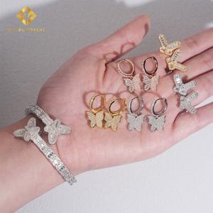 Ensemble de bijoux papillon certifié GRA pour femmes, bague, bracelet serti de diamants, argent 925, moissanite VVS, bracelet, bague et boucles d'oreilles - Product Image 4