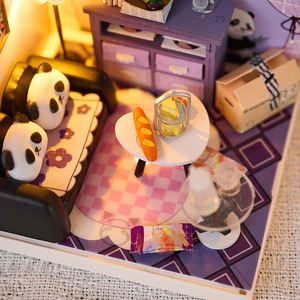 IIECREATE Mini modèle de jouet en plastique facile à assembler, blocs de construction magnétiques multi-scénarios, maison de poupée, <span class=keywords><strong>cabane</strong></span>, salon Dou Ding - Product Image 2