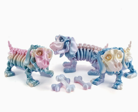 Squelette articulé imprimé en 3D, chiot teckel arc-en-ciel, jouet anti-stress, chien anatomique, chien fantôme, décoration de bureau d'Halloween, cadeau personnalisé