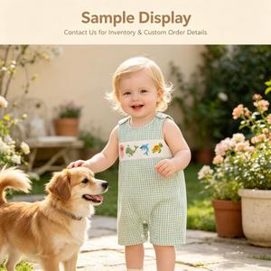 Vêtements pour bébé personnalisés, combinaison sans manches en gingham brodée, tenue d'été pour bébé et tout-petit, barboteuse pour bébé - Product Image 2