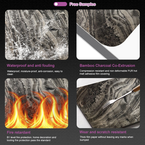 Pannello Murale in Fibra di Carbonio di Bambù Altamente Impermeabile con Superficie in Marmo Lucido e Impiallacciatura in Legno per l'Atrio - Product Image 2