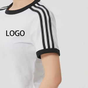 T-shirt a maniche corte da donna in tessuto Sorona a righe, personalizzabile con LOGO, traspirante, per l'estate 2026, modello per <span class=keywords><strong>coppia</strong></span> - Product Image 2