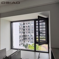 Ventana Abatible Moderna Minimalista de Aluminio con Doble Acristalamiento, Malla Retráctil de Acero Inoxidable, Certificación Energy Star, para Villas y Hoteles