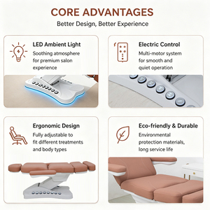 Customizable Beauty Salon <b>Bed</b> Featuring Dual Adjustment Modes <b>LED</b> Lighting 3 or 4 Motors Suitable Spa Eyelash Extension Services - Product Image 2