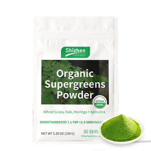 ผงซูเปอร์กรีนออร์แกนิก OEM - ได้รับการรับรองจาก USDA สาหร่ายข้าวสาลี ผักคะน้า มะรุม สาหร่ายสไปรูลิน่า 150 กรัม 30 หน่วยบริโภค อาหารเสริม - Product Image 1